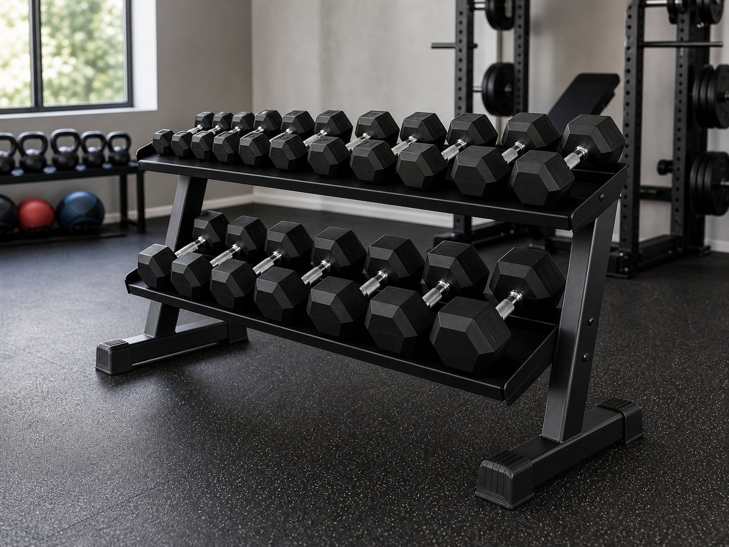 Commercial 2-Tier Dumbbell Rack