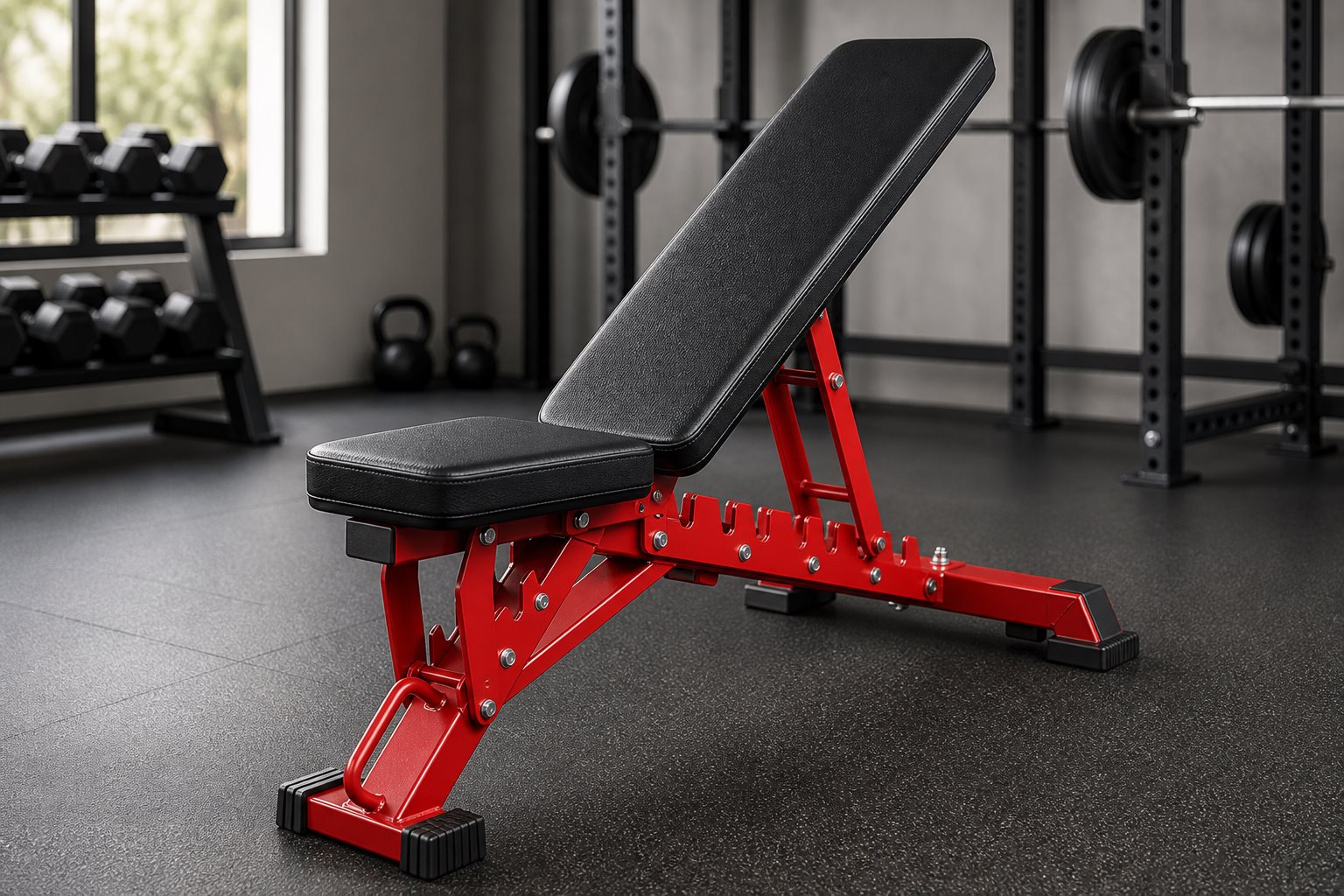 Red Heavy-Duty Adjustable Bench